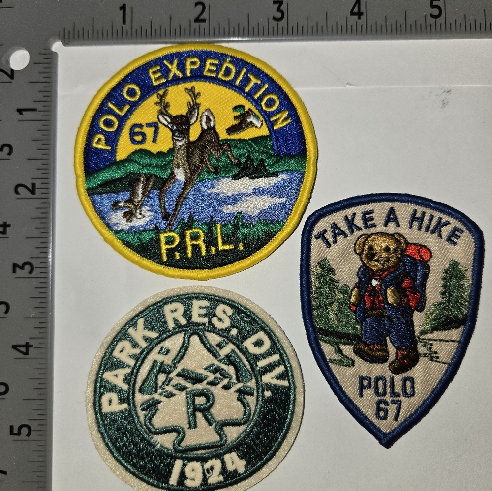 Polo Ralph Lauren PatchesExpedition Park Res Div. Bear 3-Lot Patch Set